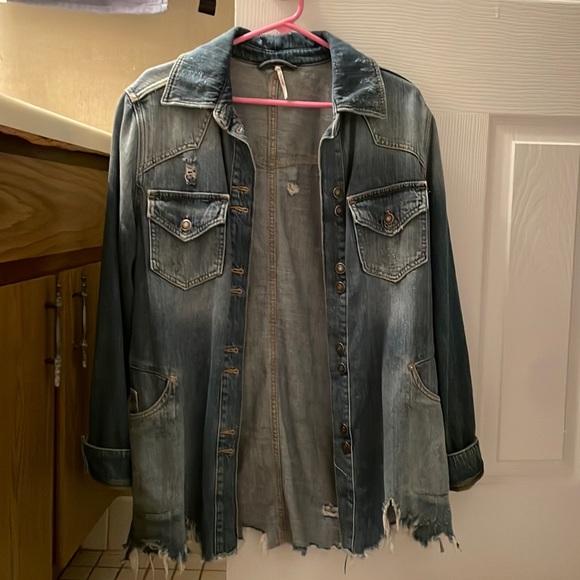 Free People Distressed Jean Jacket - Picture 2 of 5